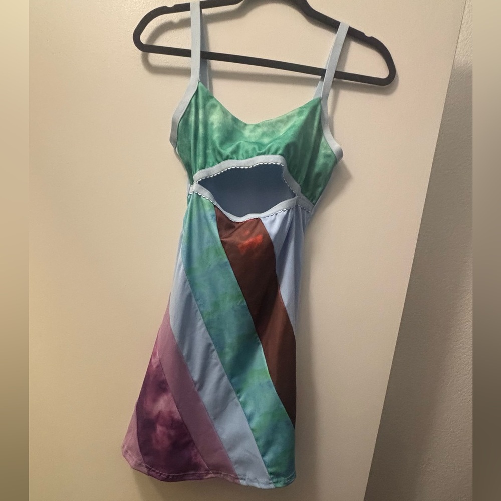 Colorful Strappy Dress with Cutout